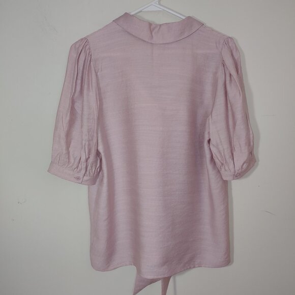 Entro Tie Up Front Pullover Blouse Size M Dusty Blush Pink - Picture 7 of 7